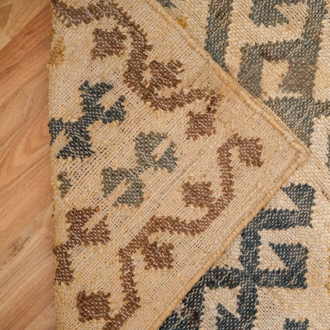 Beżowy, aztecki dywan z bawełny i juty Beżowy, aztecki dywan z bawełny i juty - obrazek 4