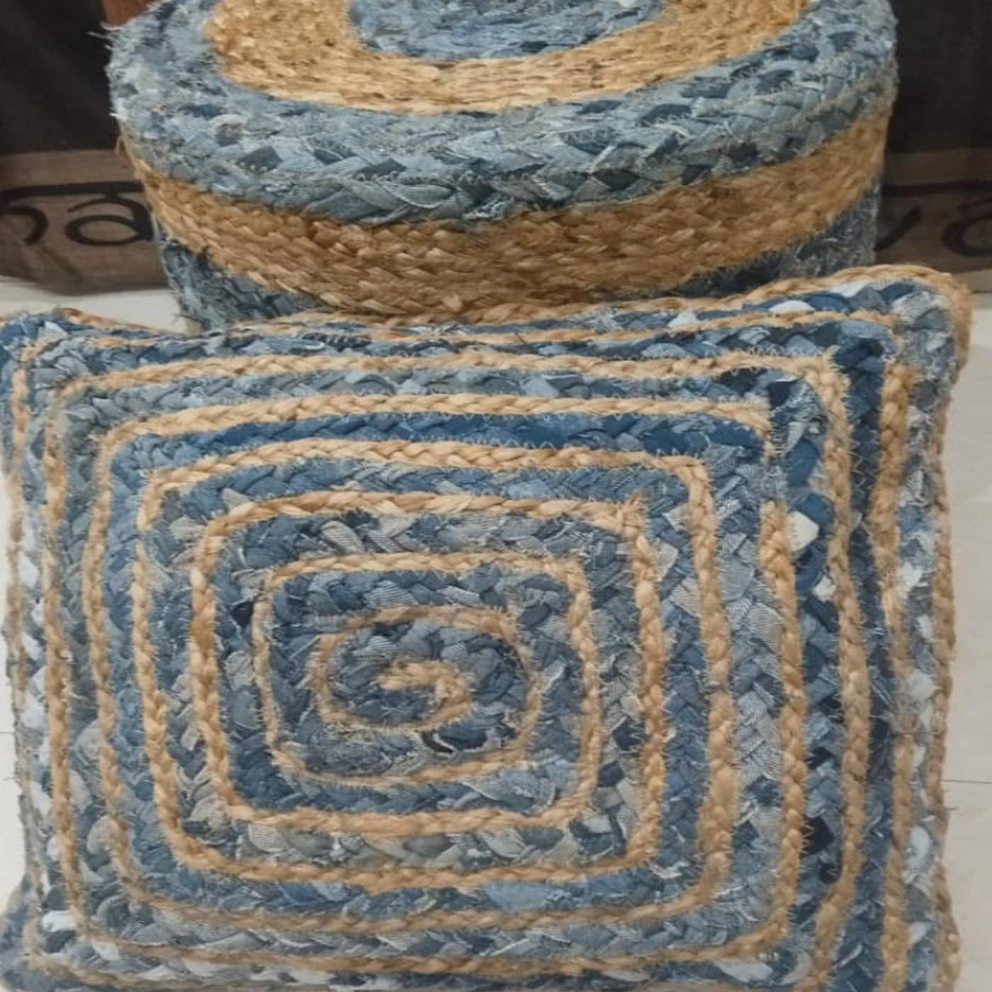 Zestaw poduszek z plecionej dżinsowej juty Zestaw poduszek z plecionej dżinsowej juty - obrazek 2