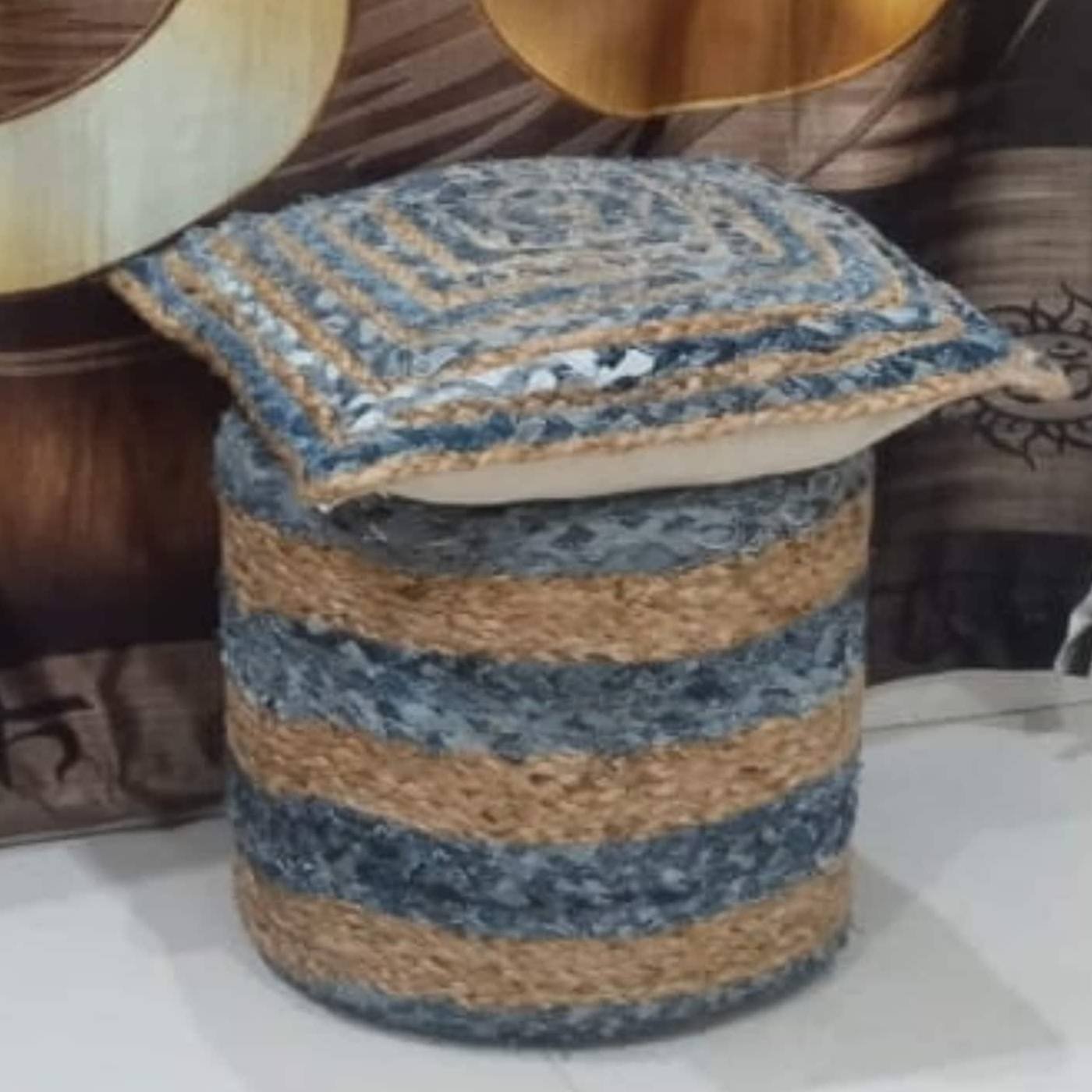 Zestaw poduszek z plecionej dżinsowej juty Zestaw poduszek z plecionej dżinsowej juty