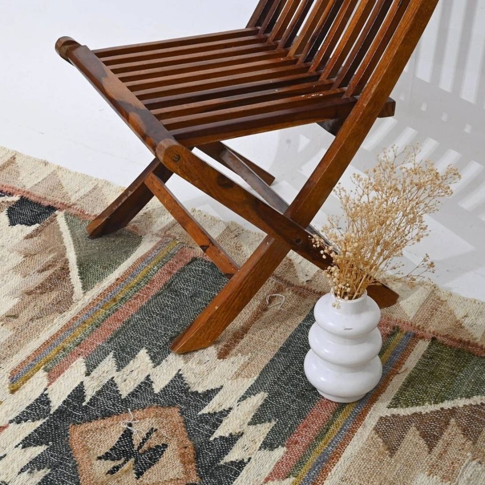 Dywan kilim z bawełny i juty w stylu vintage - obrazek 4