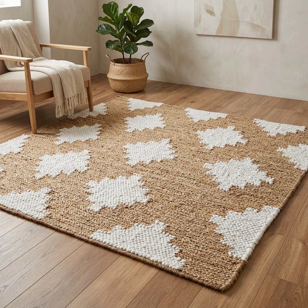 Dywan konopny z juty z diamentowym wzorem Diamond pattern Jute hemp rug