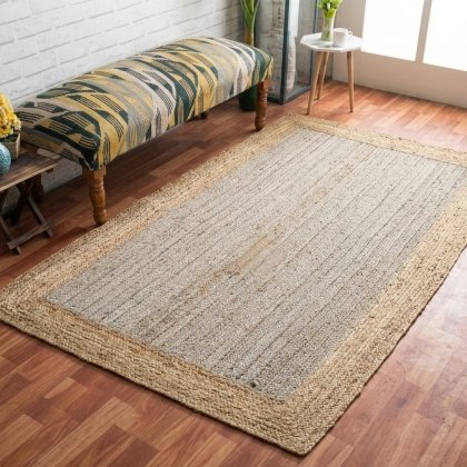 Grey braided jute rug