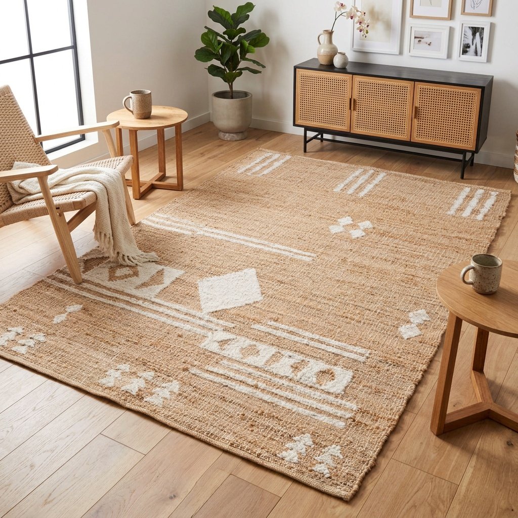 Dywan z mieszanki bawełny i juty Jute cotton blend rug