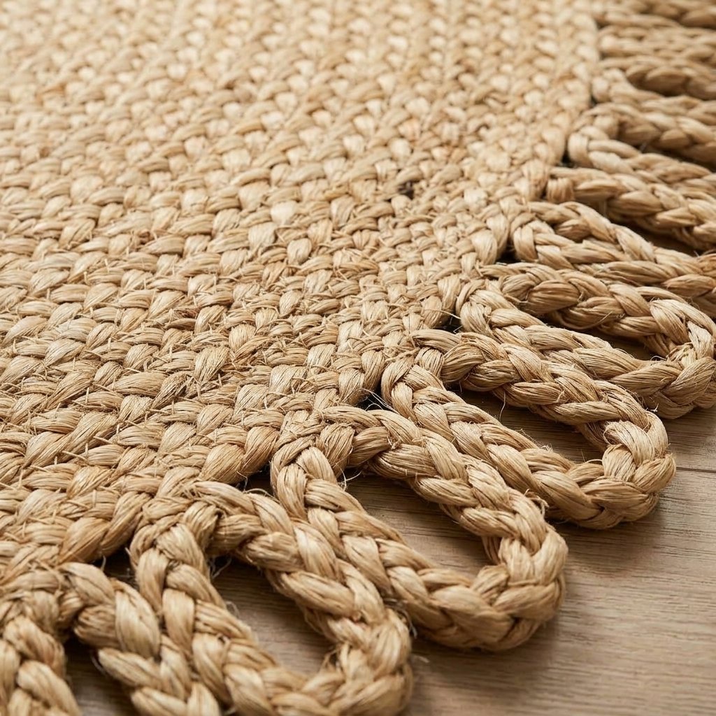 Dywan jutowy z okrągłą pętelką Round scalloped loop jute rug