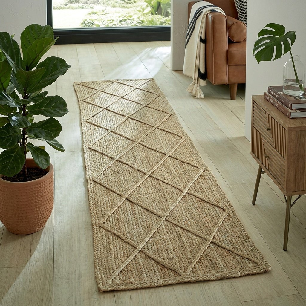 Teksturowany dywan z juty diamentowej Textured diamond jute rug