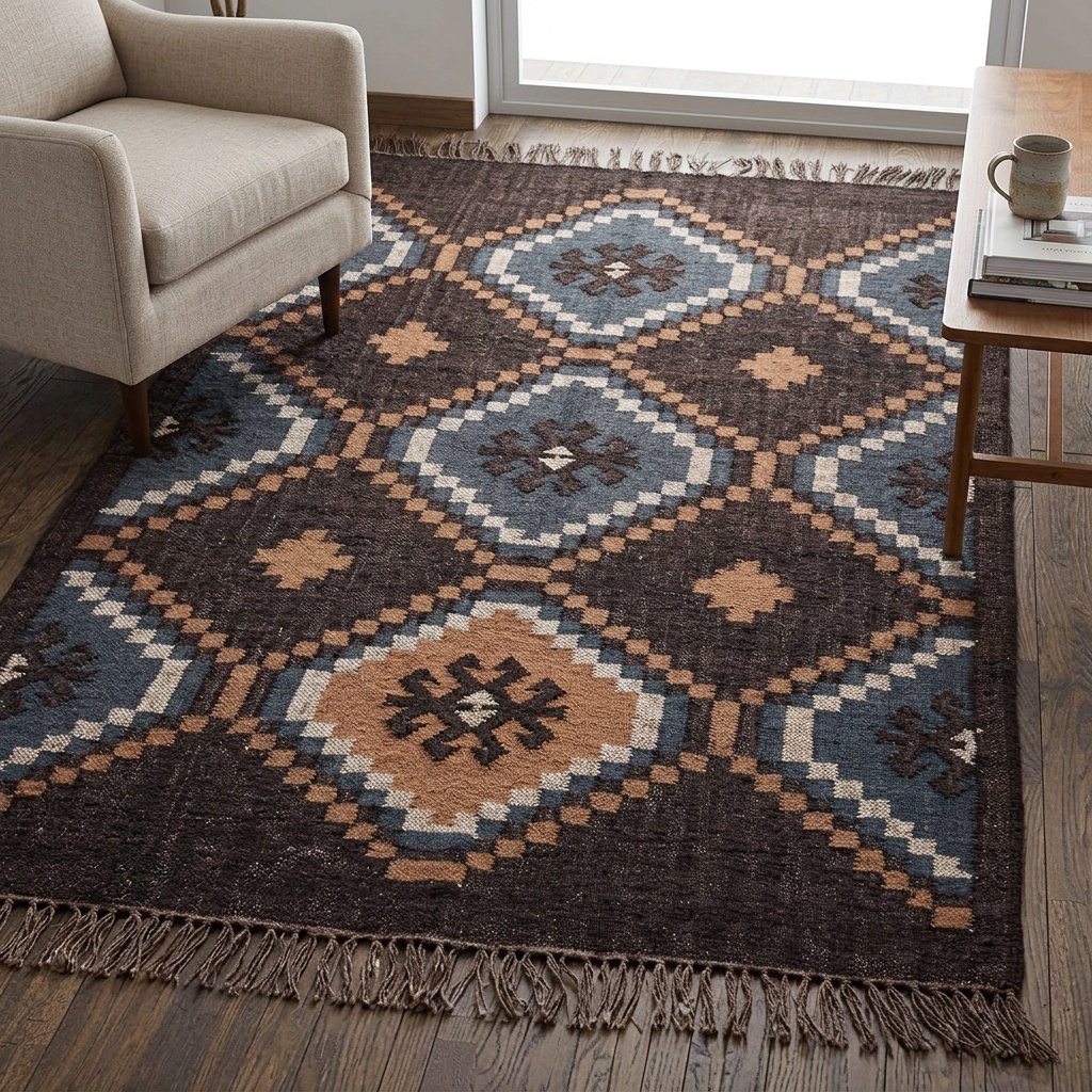 Vintage wełniane i jutowe dywany kilim Vintage wool and jute kilim rugs