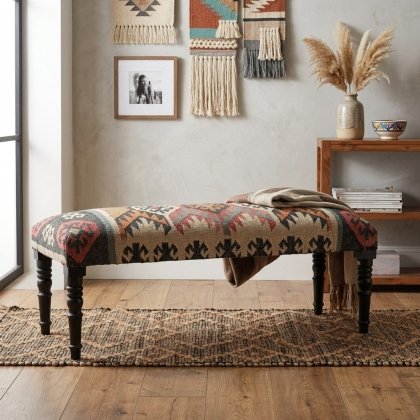 Navajo wool and jute ottoman bench